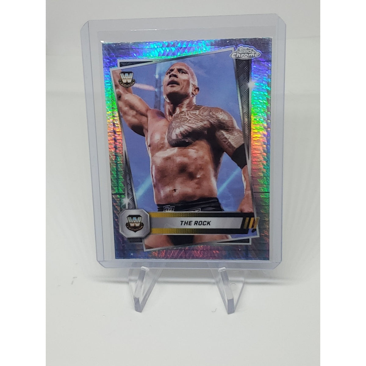 2025 Topps Chrome WWE Prism Refractor #10 The Rock – Legend