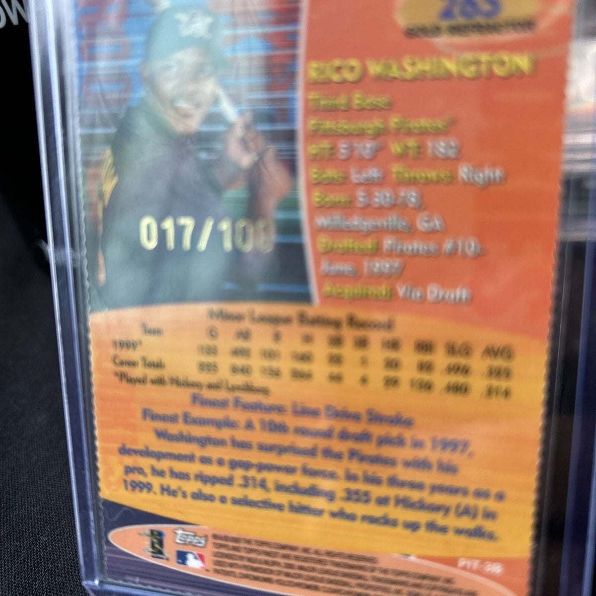 2000 Topps Finest Rico Washington Gold Refractor RC /100 Excellent Condition