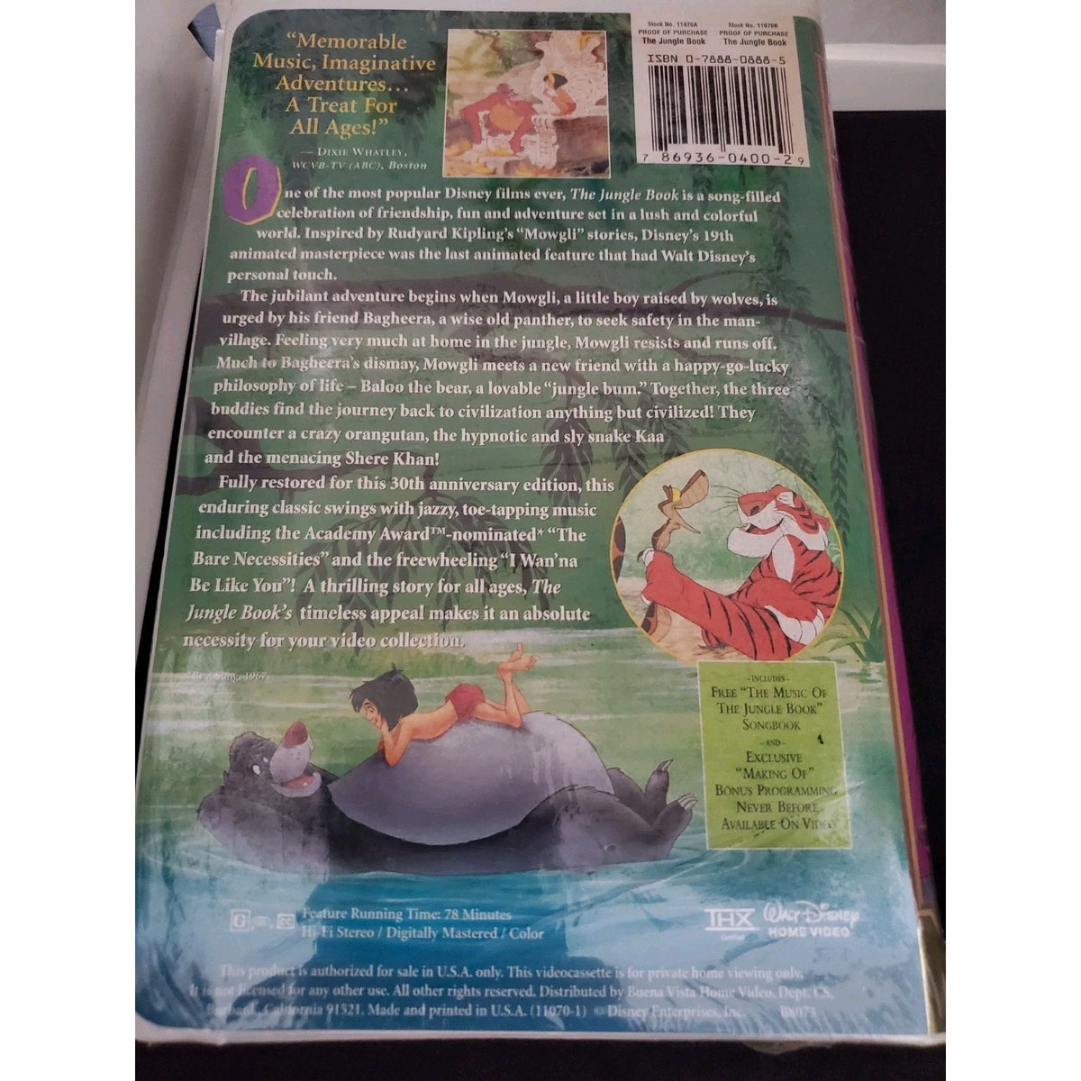 The Jungle Book (VHS, 1997, 30th Anniversary Limited Edition) Brand New
