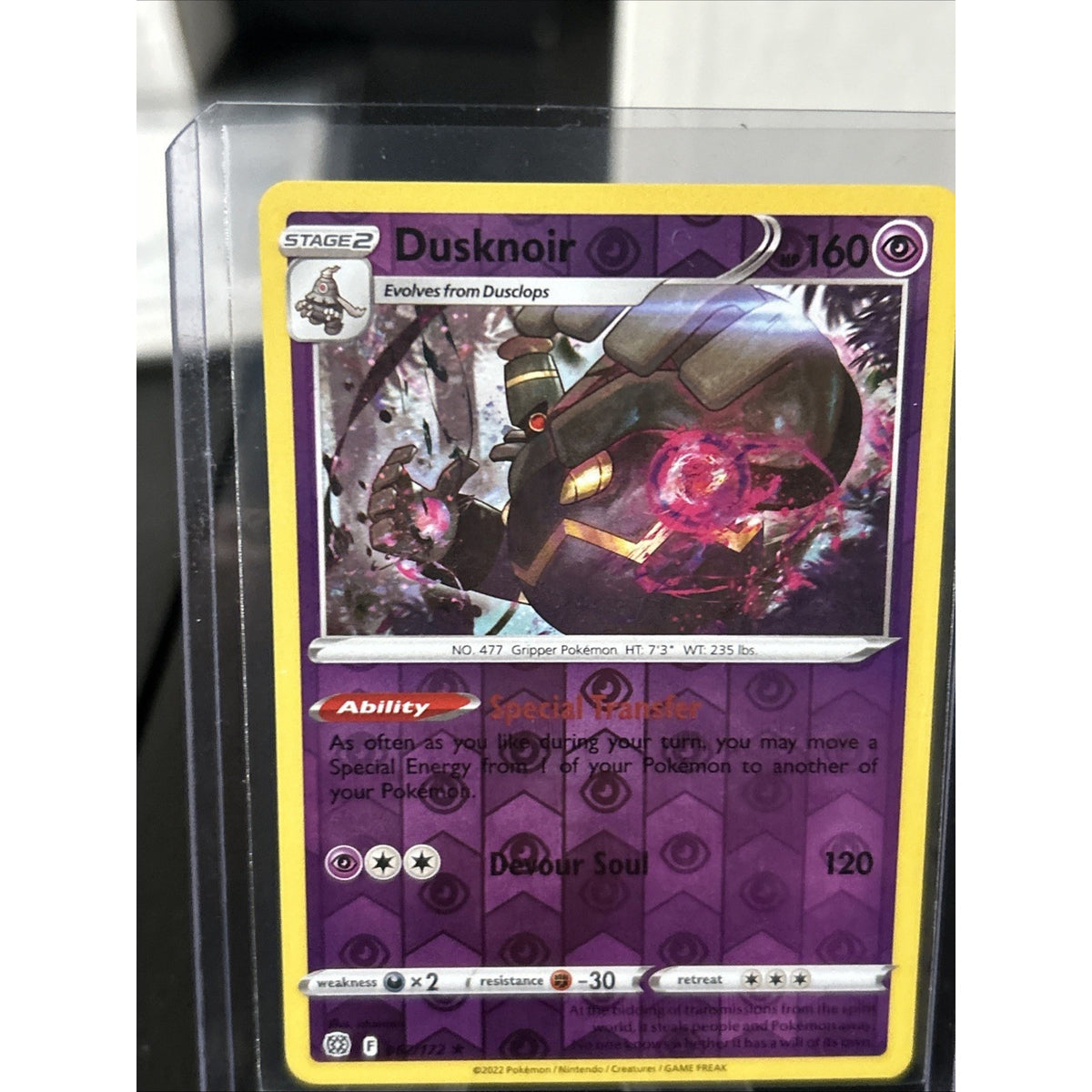 Pokemon TCG Dusknoir Sword & Shield: Brilliant Stars 062/172 Reverse Holo NM/M