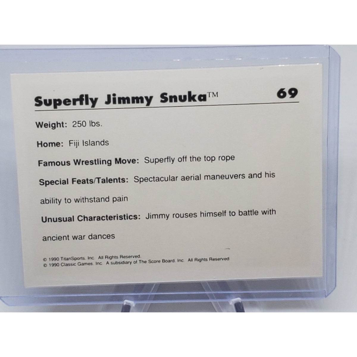 Jimmy Superfly Snuka WWF Wrestling 1990 Classic Card #69 WWE