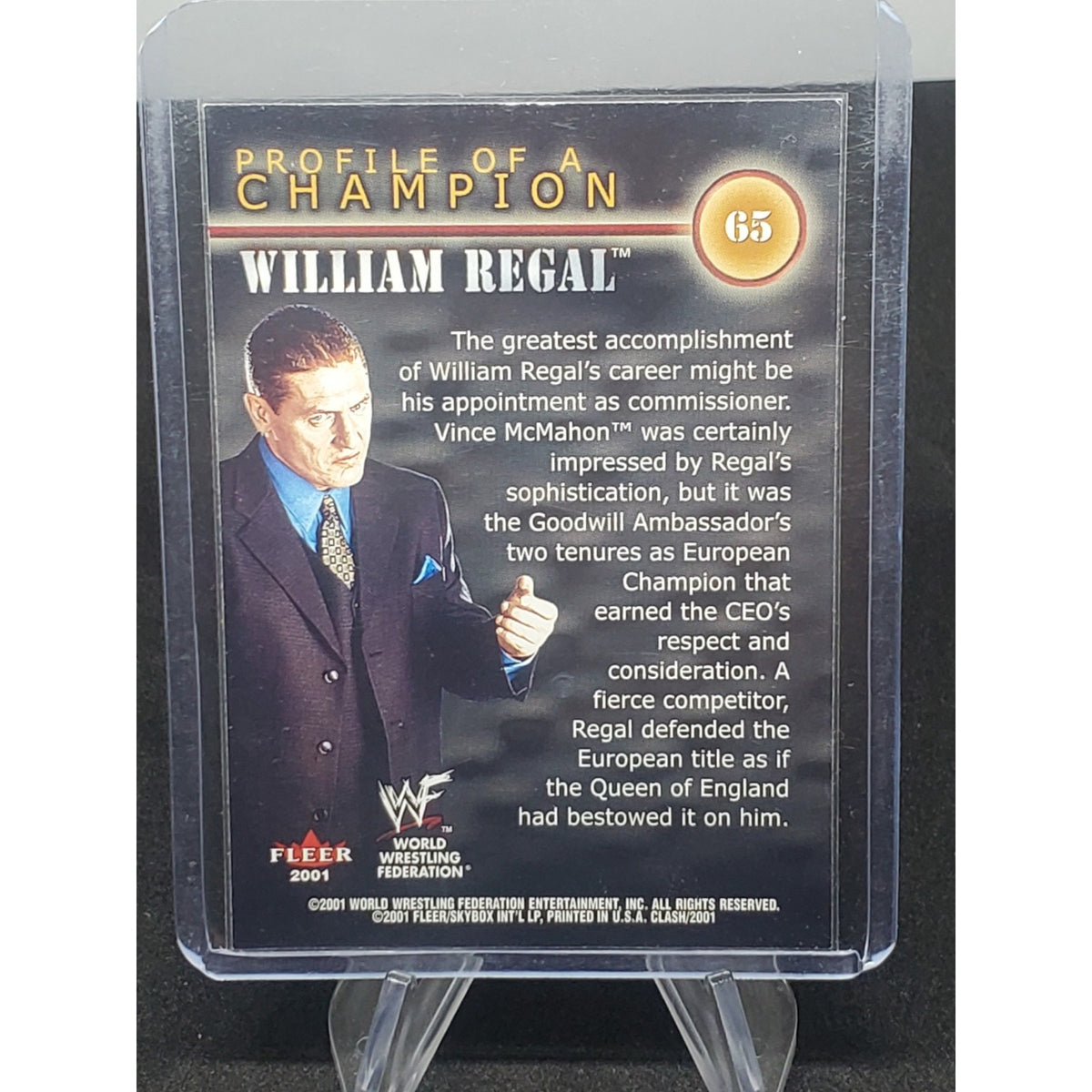 WWE William Regal 2001 Fleer Championship Clash #65 Profile Of A Champion