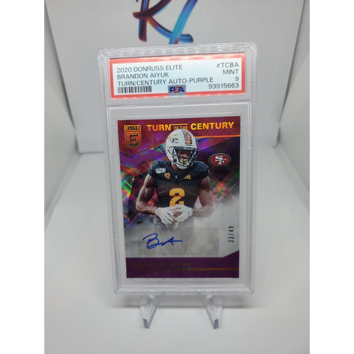 2020 Donruss Elite Brandon Aiyuk Turn of CENTURY ROOKIE Auto #/49 PSA 9 POP 1