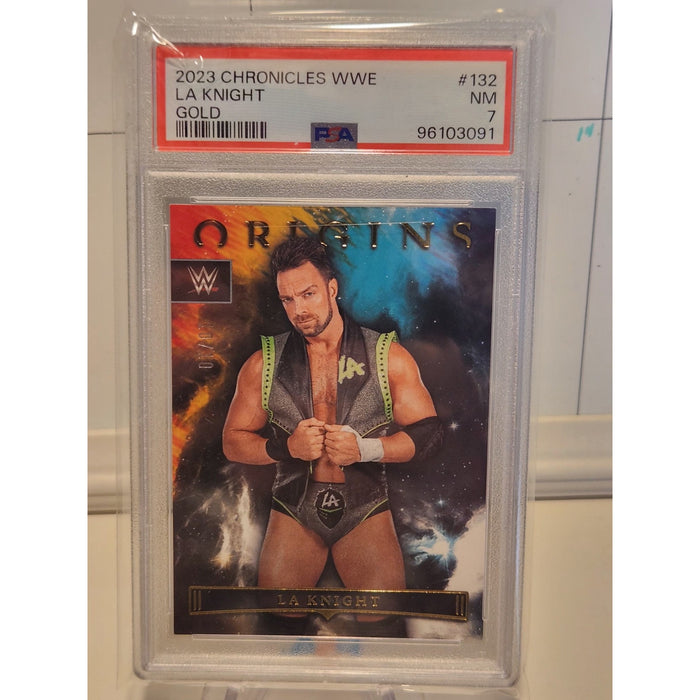 2023 Chronicles WWE LA Knight Origins Gold /10 PSA 7 #132