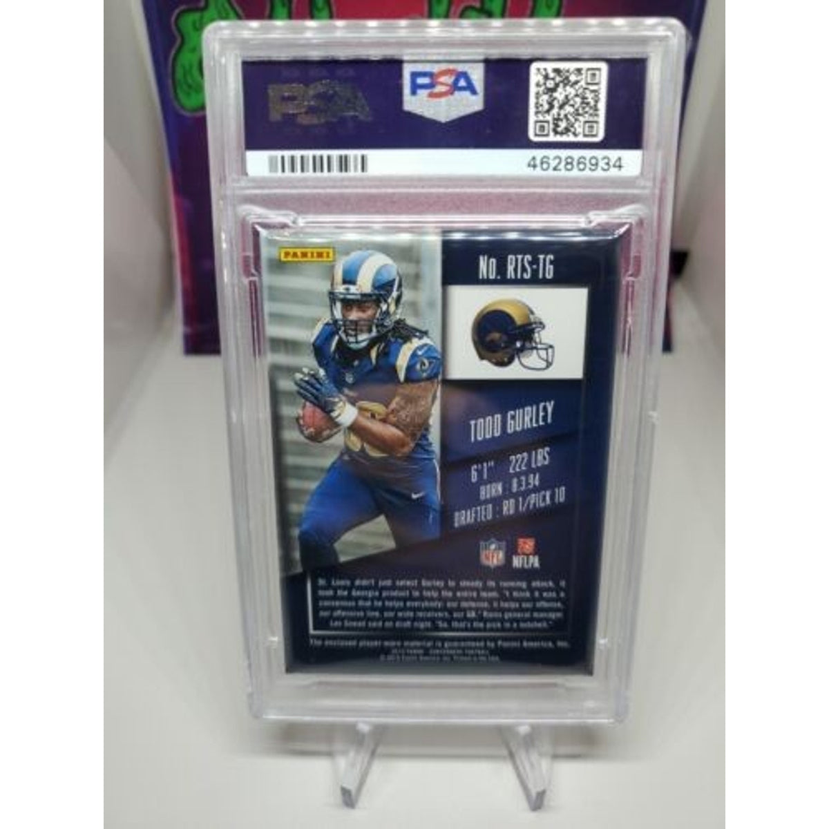 2015 Panini Contenders Todd Gurley Rookie Ticket Swatch - Helmet PSA 9