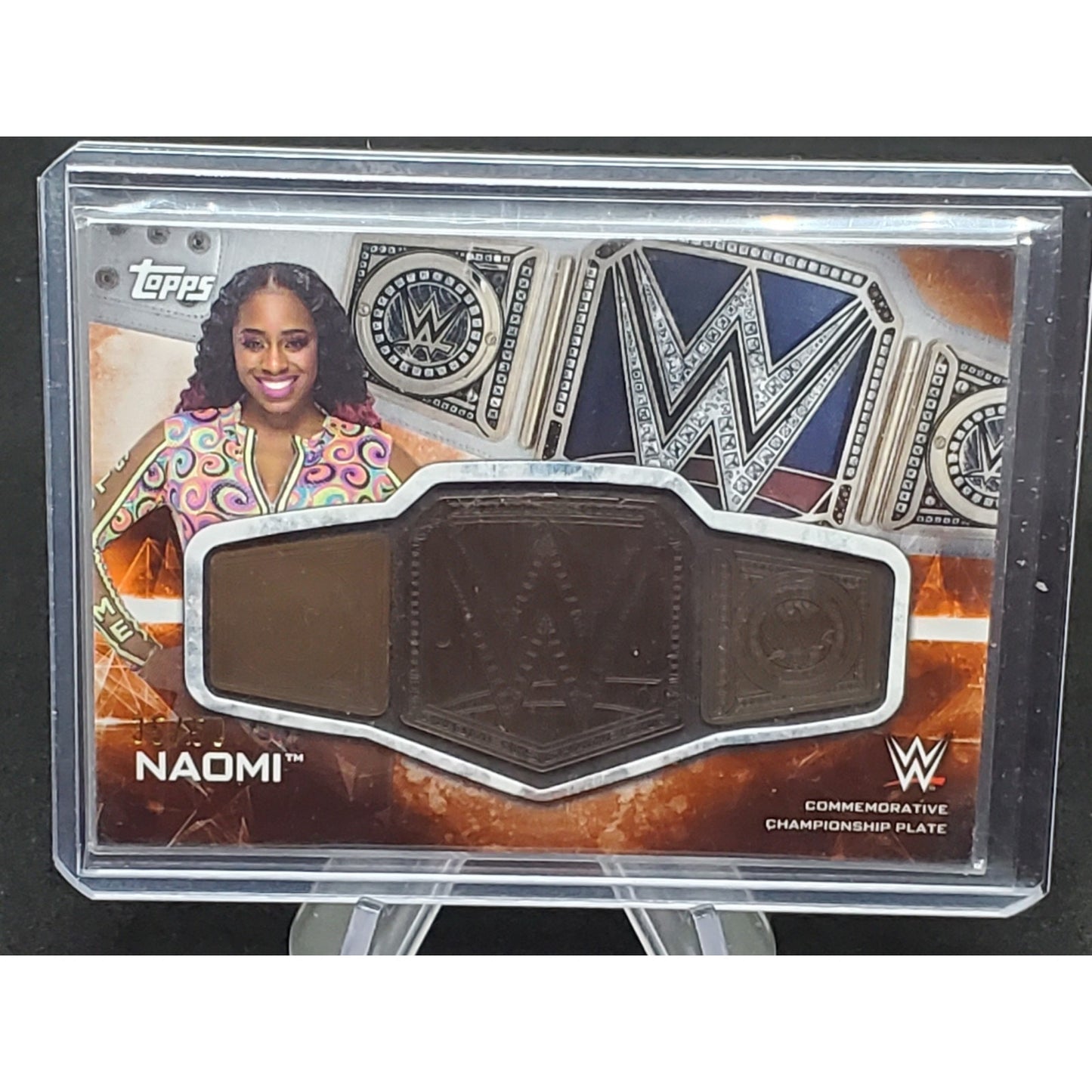WWE Naomi 2018 Topps Silver SD Women's Title Belt Plate Relic Card SN #35 /50