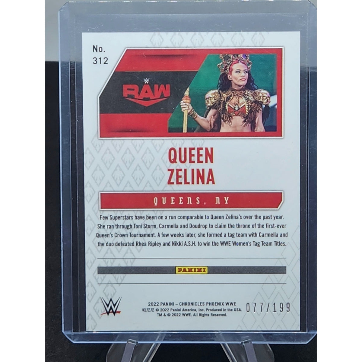2022 Chronicles WWE Queen Zelina Vega #312 RAW Red Parallel 077/199