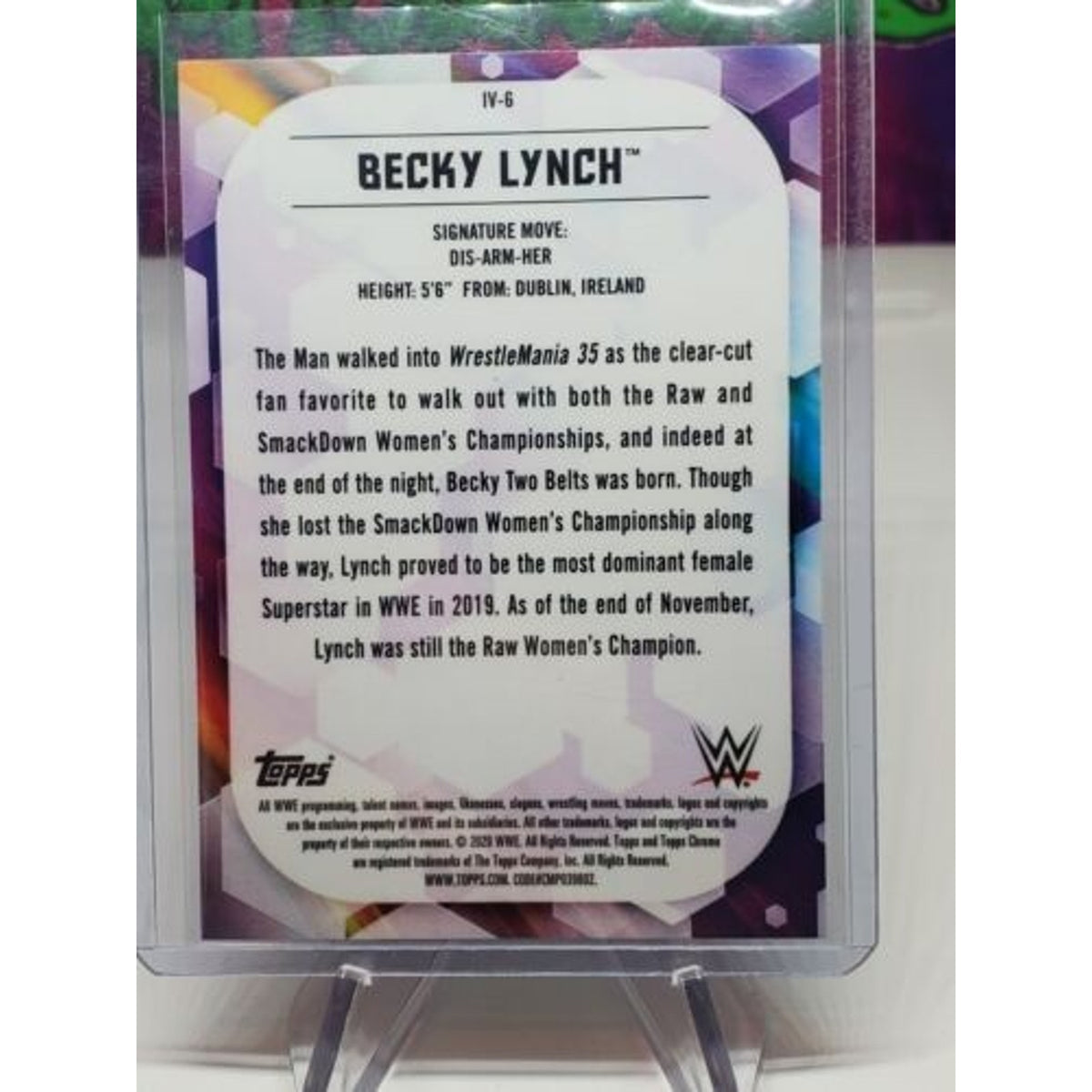 BECKY LYNCH 2020 TOPPS WWE CHROME VARIATION REFRACTOR CARD #IV-6