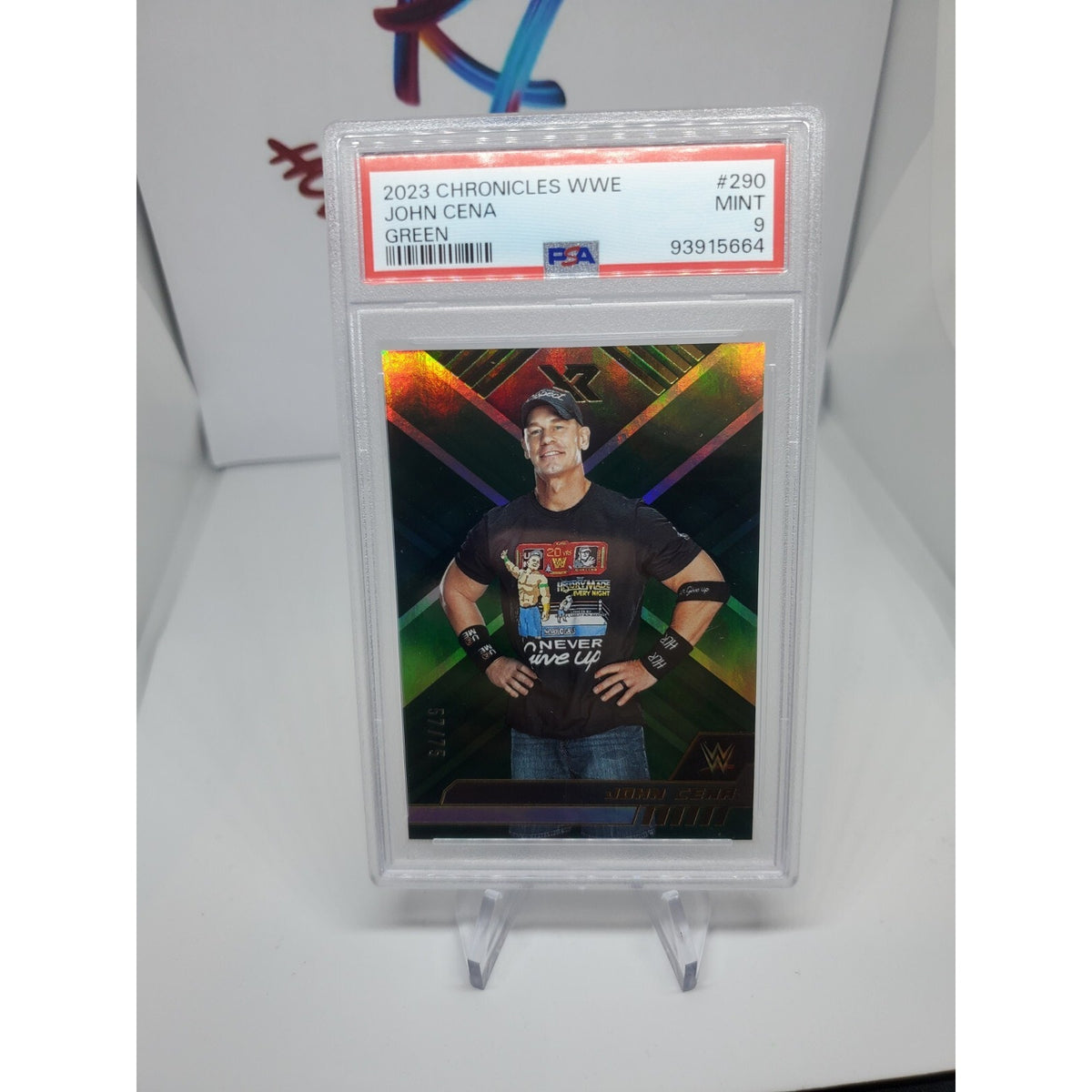2023 PANINI CHRONICLES WWE JOHN CENA XR Green # /75 PSA 9 POP 1 YOU CANT SEE IT