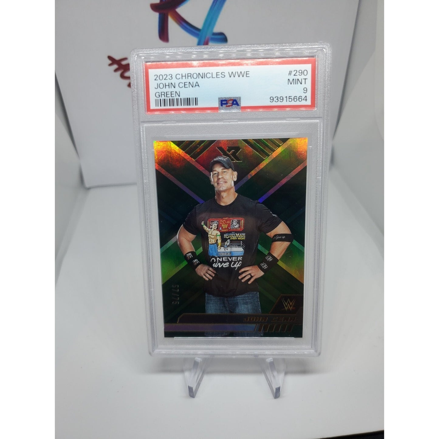 2023 PANINI CHRONICLES WWE JOHN CENA XR Green # /75 PSA 9 POP 1 YOU CANT SEE IT