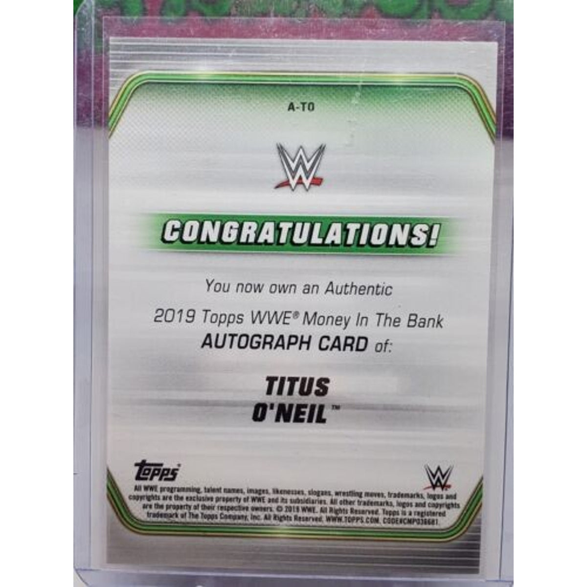 2019 Topps WWE Money In The Bank Titus O' Neil On Card Auto Signed /199