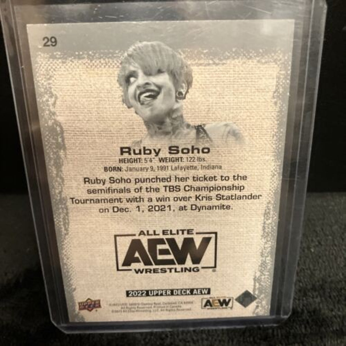 2022 Upper Deck AEW #29 Ruby Soho Green Pyro /399 Pack Fresh New Str8 2 Sleeve