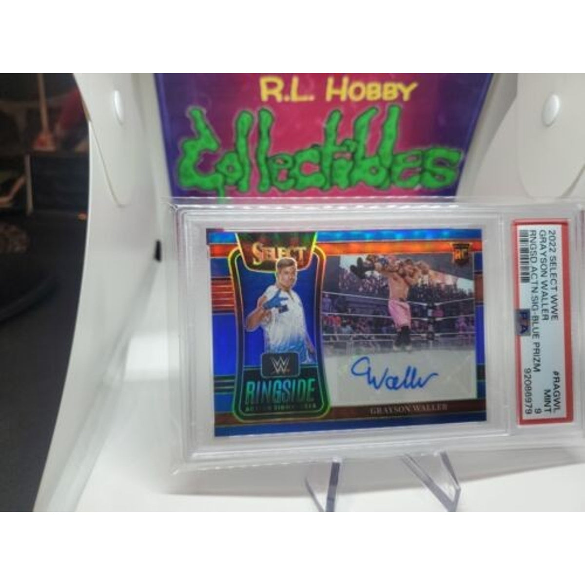 2022 Panini Select WWE Ringside Auto BLUE Rookie RC Grayson Waller PSA 9 POP 2
