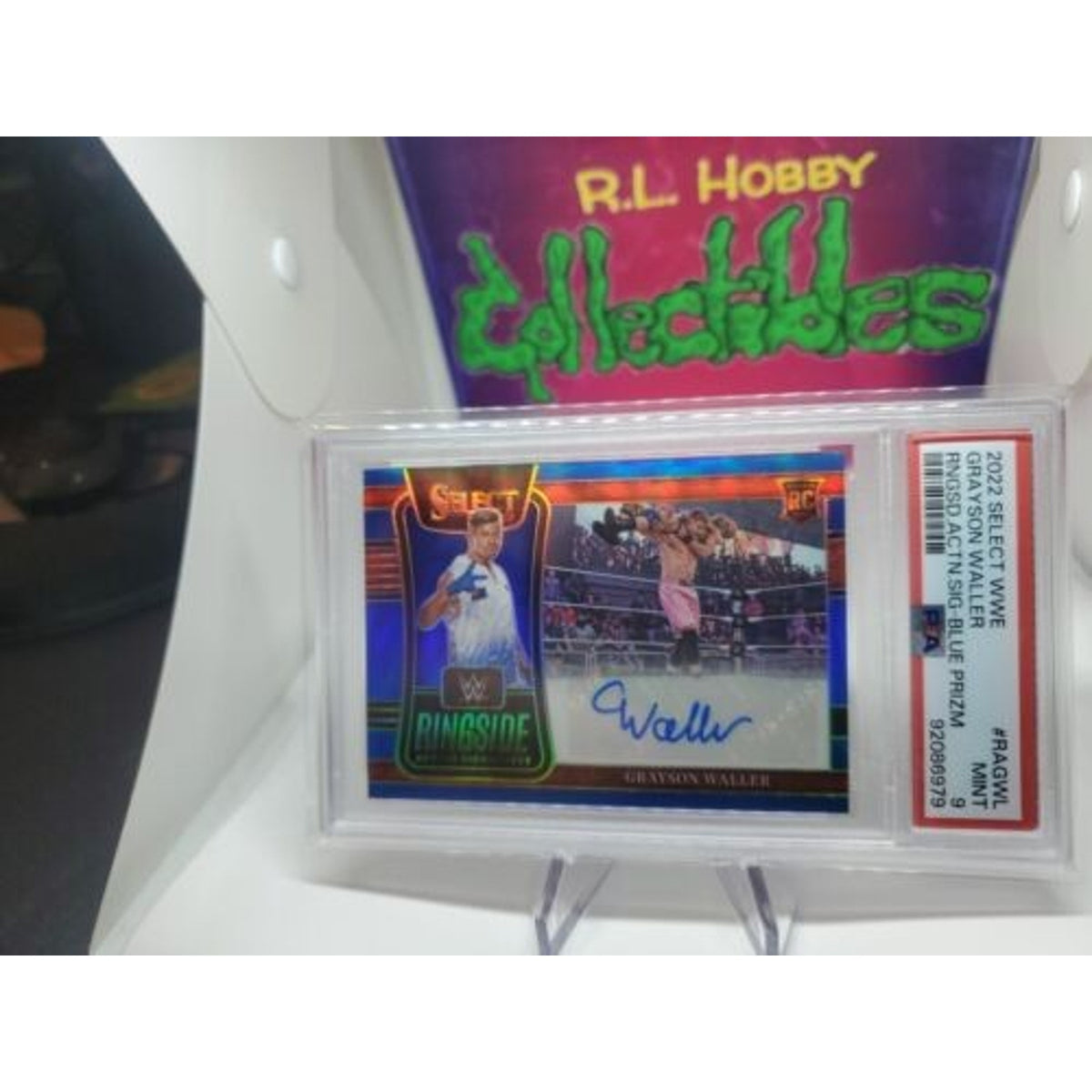 2022 Panini Select WWE Ringside Auto BLUE Rookie RC Grayson Waller PSA 9 POP 2