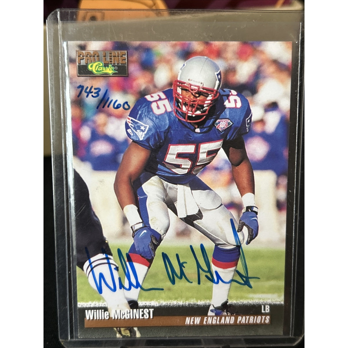 NEW ENGLAND PATRIOTS LEGEND WILLIE MCGINEST AUTOGRAPH CARD- PRO LINE 1995