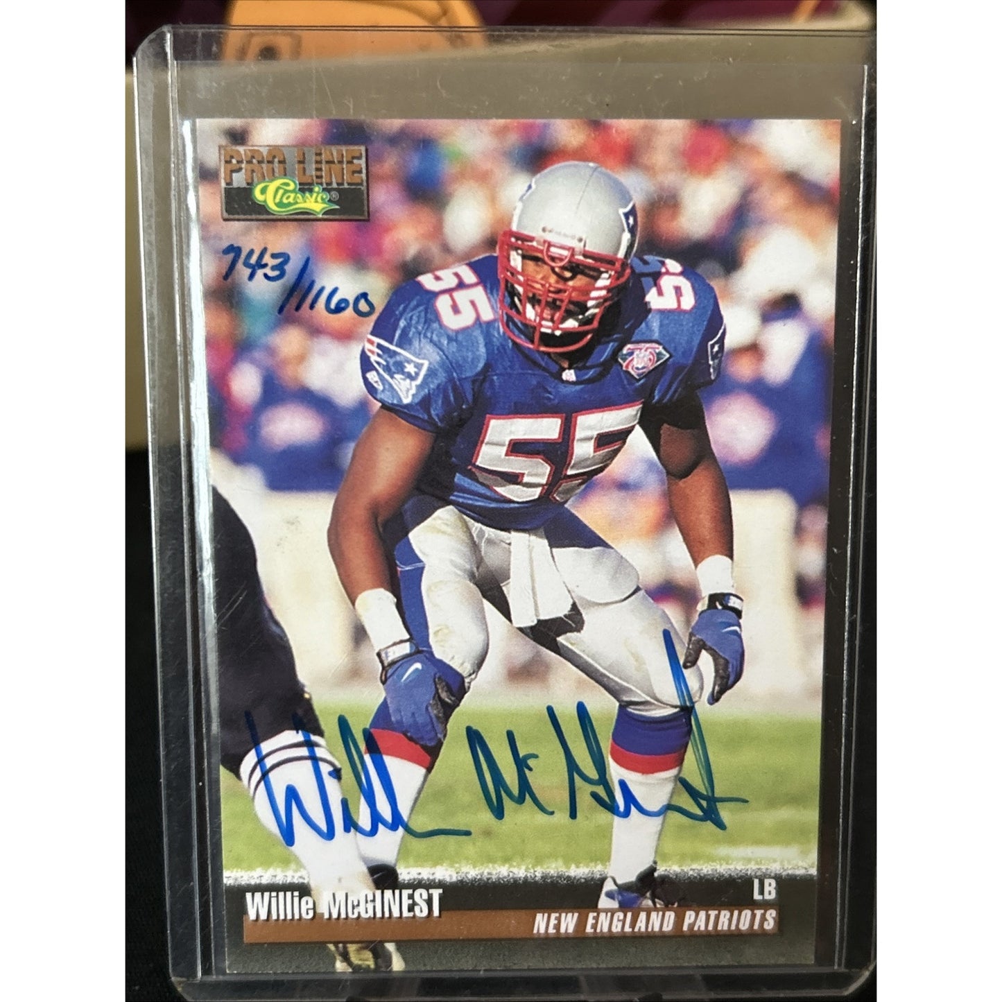 NEW ENGLAND PATRIOTS LEGEND WILLIE MCGINEST AUTOGRAPH CARD- PRO LINE 1995