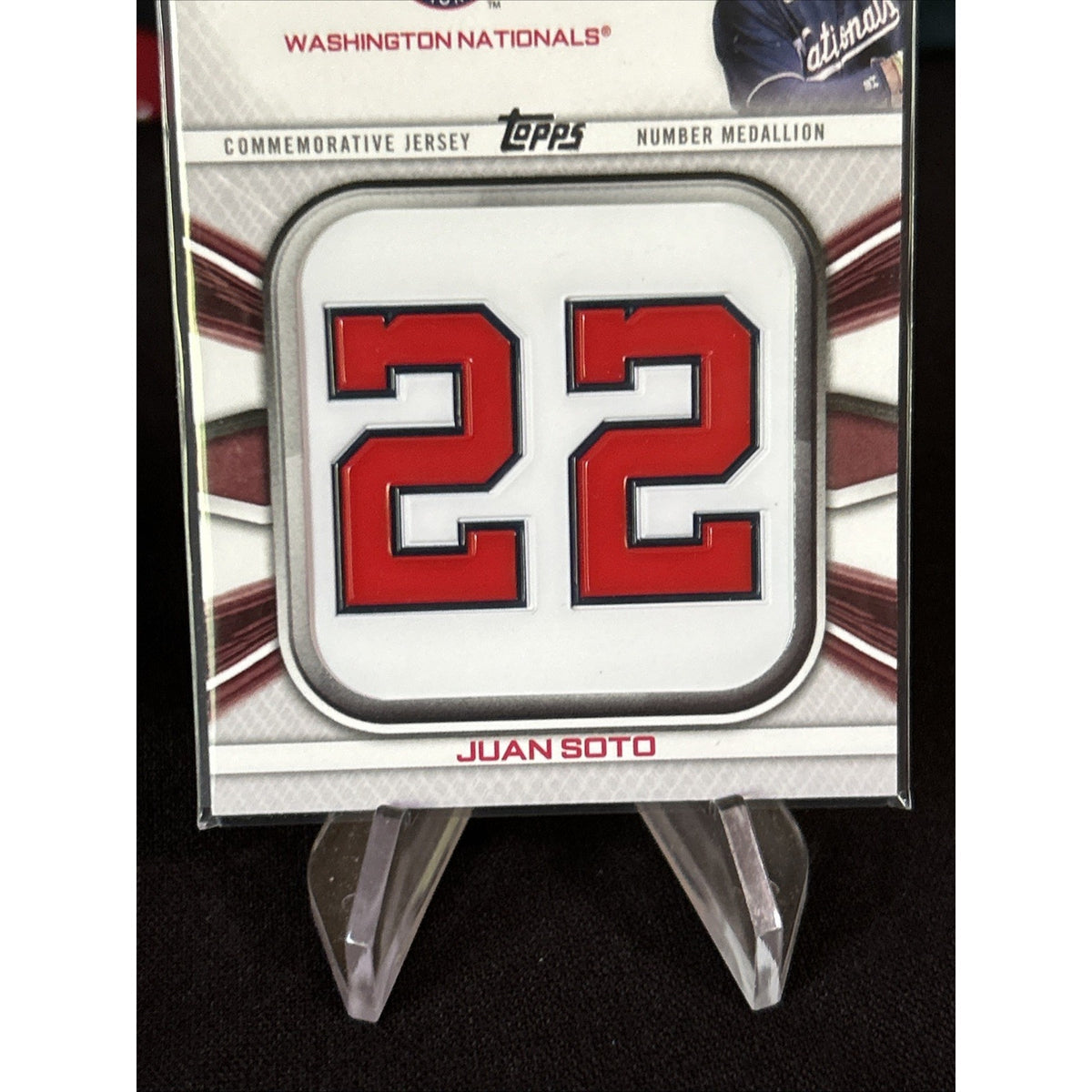 2022 Topps Series 1 Juan Soto Jersey Number Medallion Relic #JNM-JS Nationals
