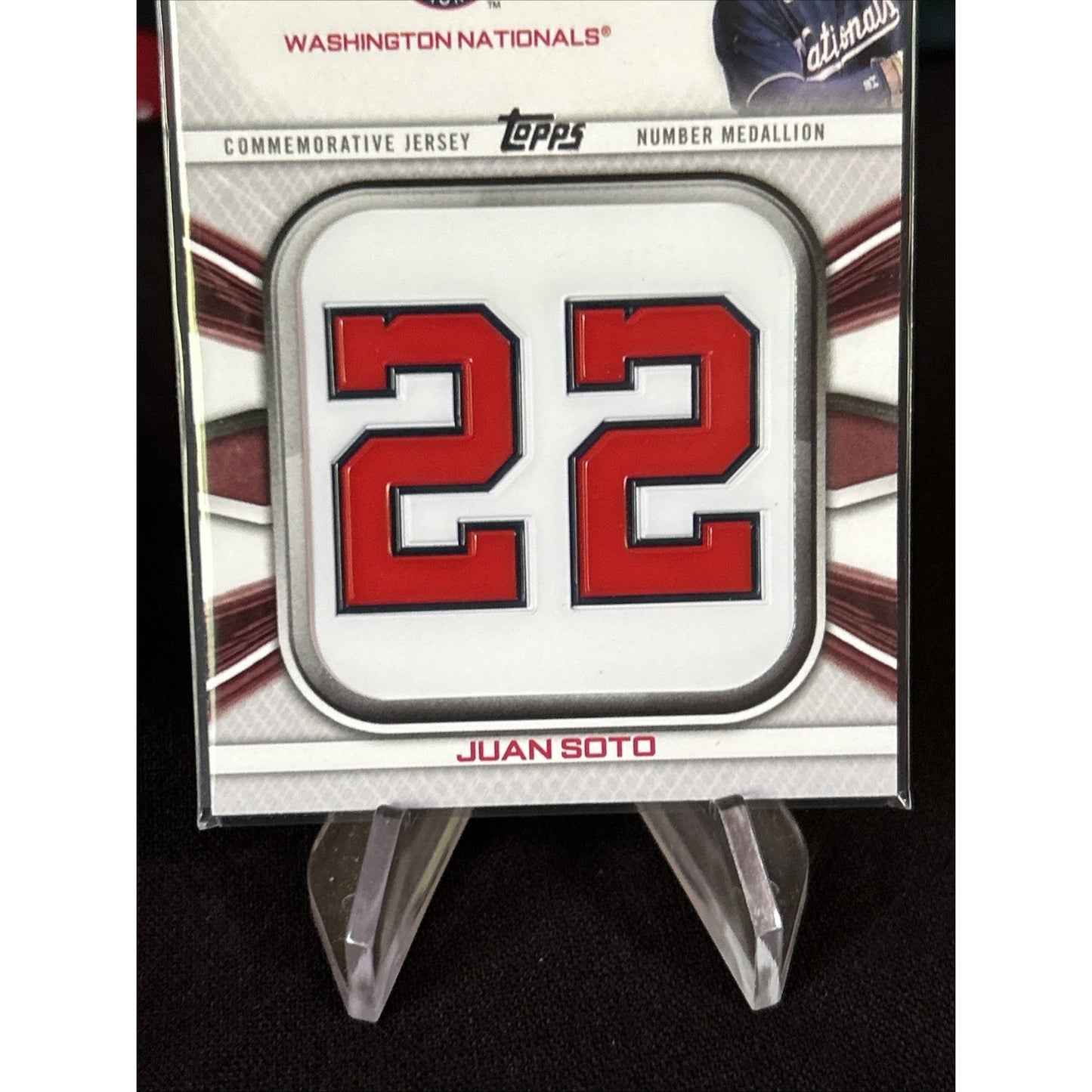 2022 Topps Series 1 Juan Soto Jersey Number Medallion Relic #JNM-JS Nationals
