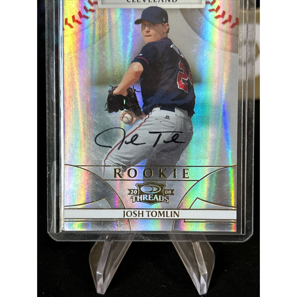 D44734 2008 Donruss Threads #134 Josh Tomlin AUTOGRAPH #447/875