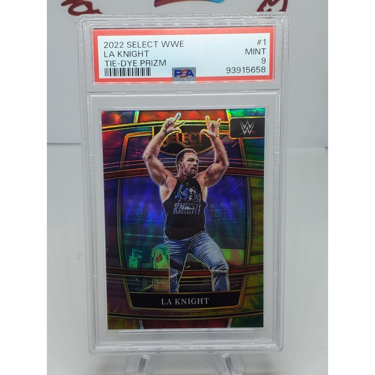 2022 Select WWE Prizms Tie-Dye #1 LA Knight #/25 SP PSA 9 POP 1