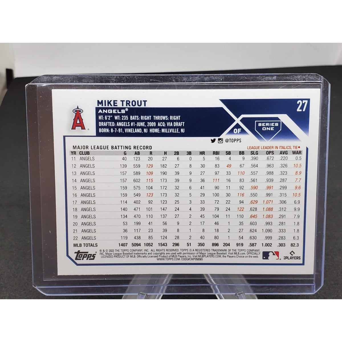 2023 Topps Series 1 - Mike Trout Baseball Card #27 Collector's Box Variation