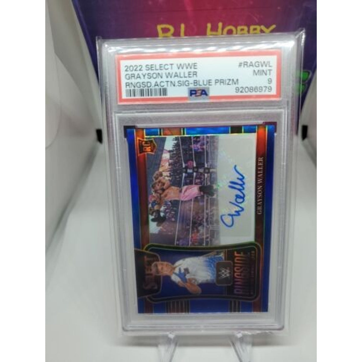 2022 Panini Select WWE Ringside Auto BLUE Rookie RC Grayson Waller PSA 9 POP 2