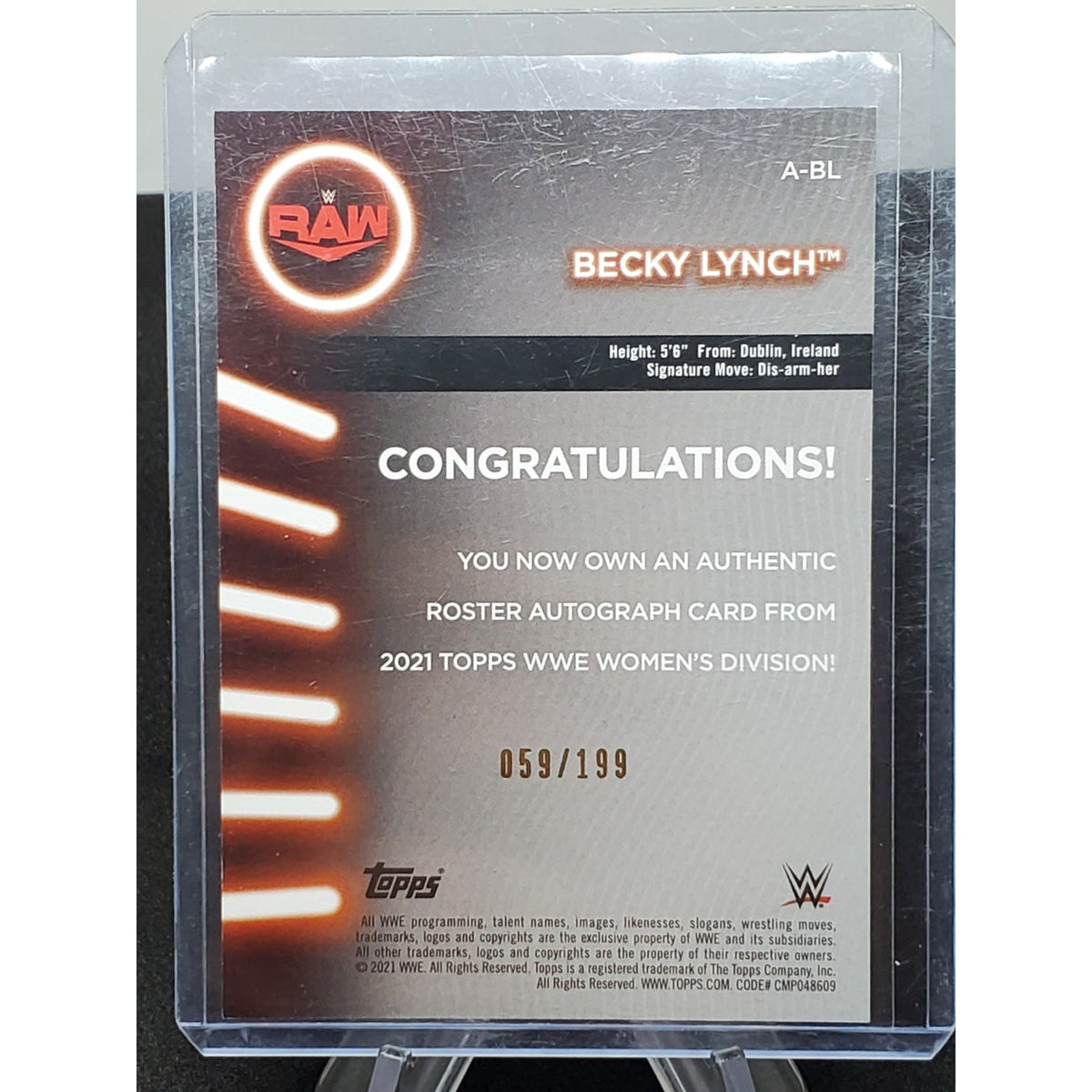 2021 Topps WWE Womens Division Becky Lynch Autograph #'d /199