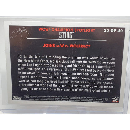2015 Topps WWE Road To Wrestlemania #30 Sting Tribute - Joins n.W.o. Wolfpac