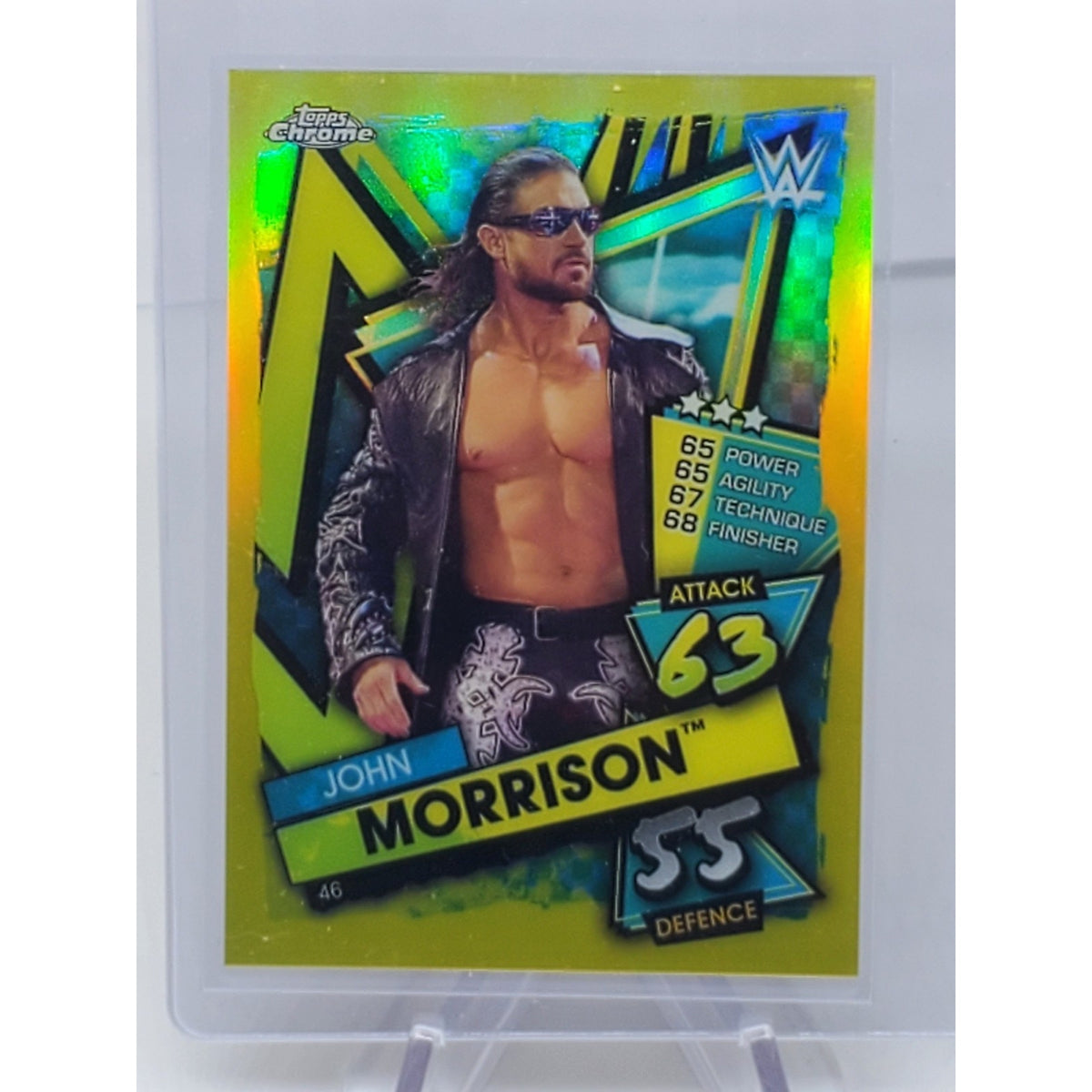 JOHN MORRISON Topps Chrome 2021 WWE Slam Attax #46 YELLOW Refractor #'d/99