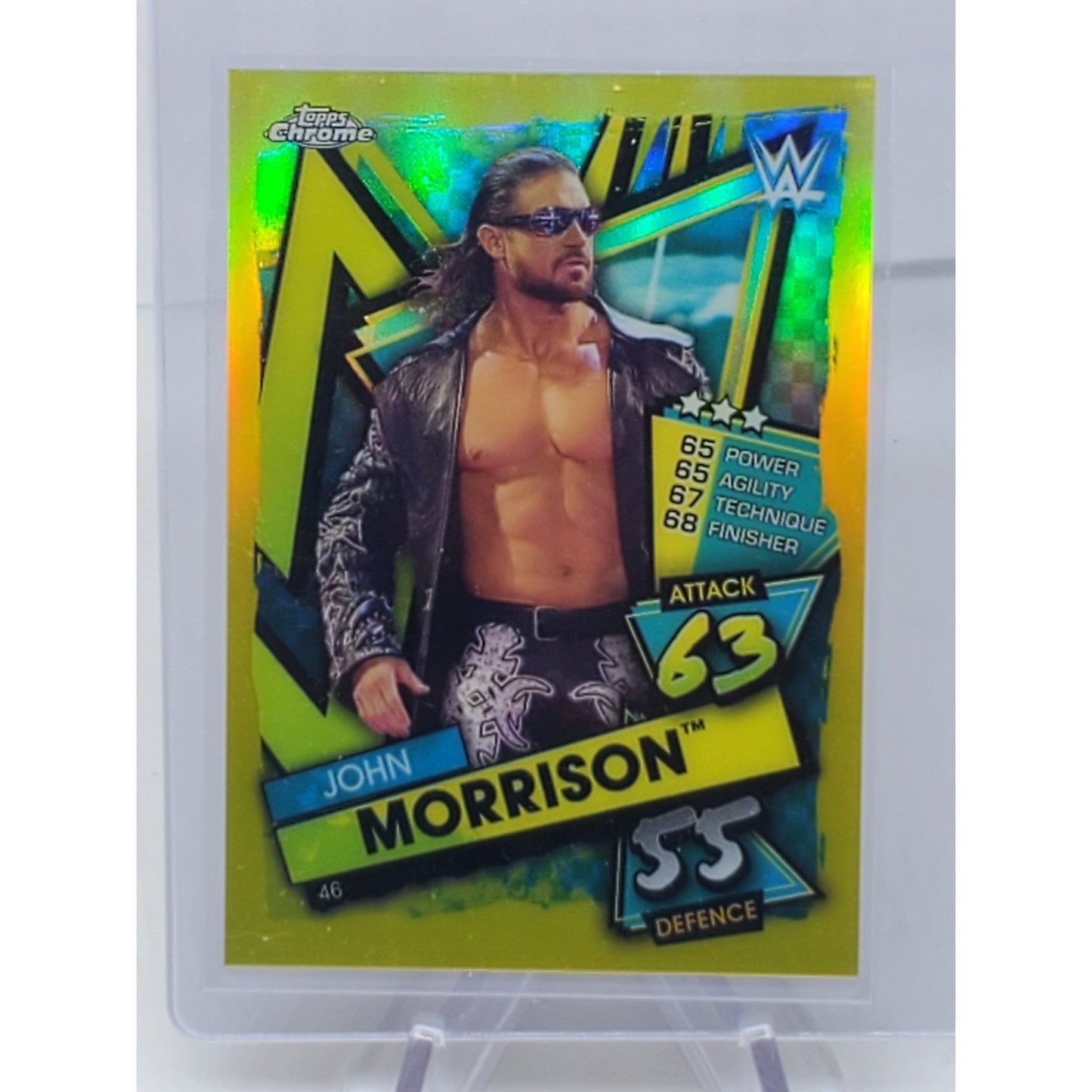 JOHN MORRISON Topps Chrome 2021 WWE Slam Attax #46 YELLOW Refractor #'d/99