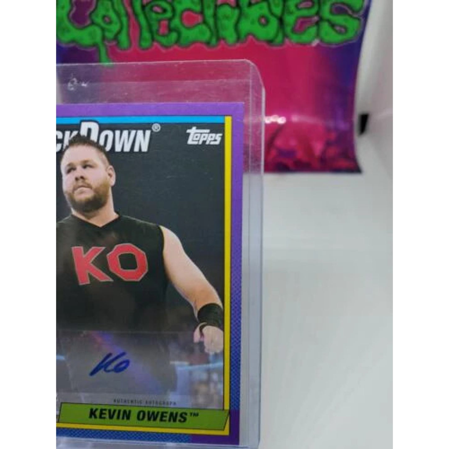 2021 Topps Heritage WWE Kevin Owens Purple Parallel Auto #/50 SP