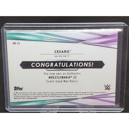 Topps WWE 2021 Cesaro Wrestlemania 33 Event Used Mat Relic No.
