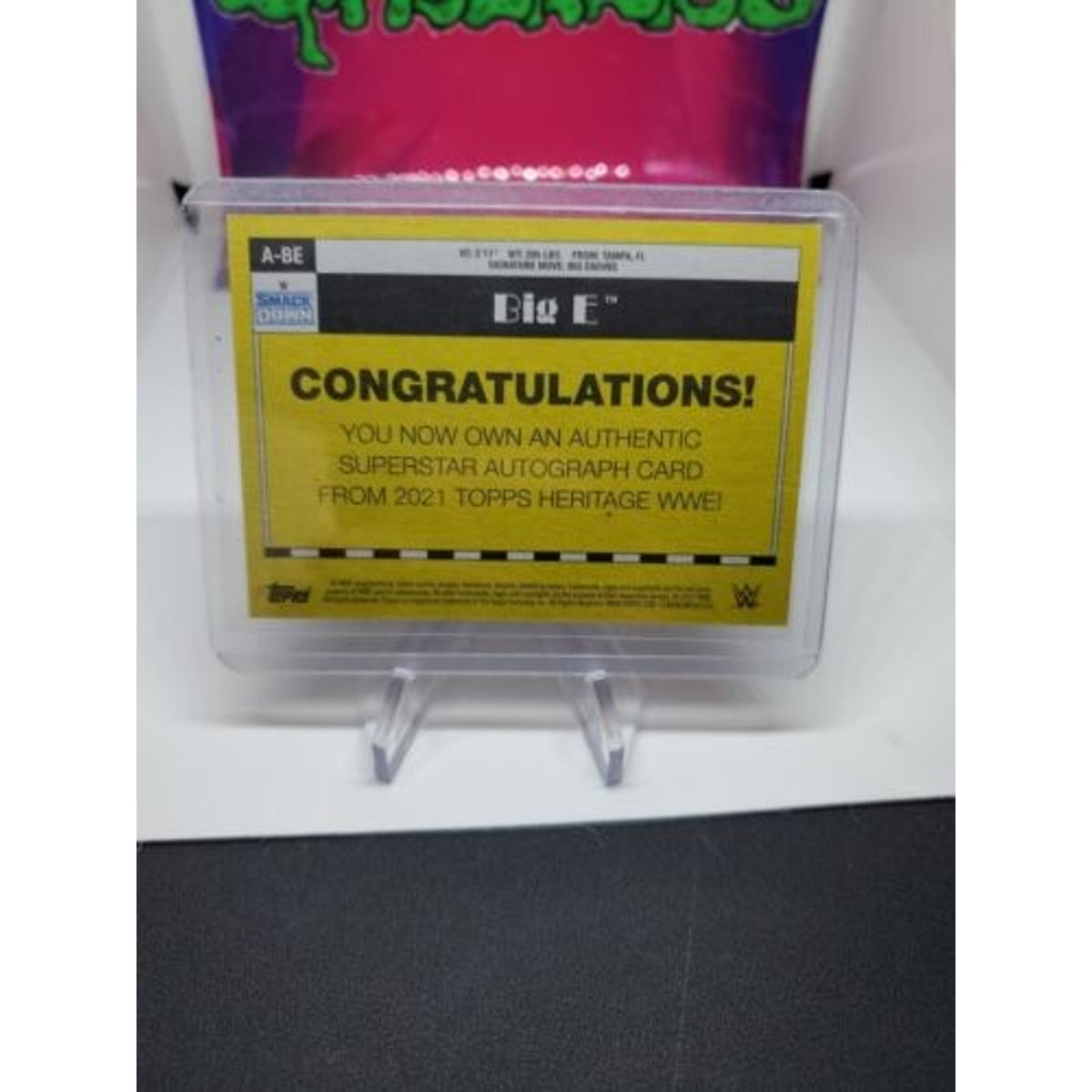 2021 Topps Heritage WWE Big E On-Card Auto #39/50 SP