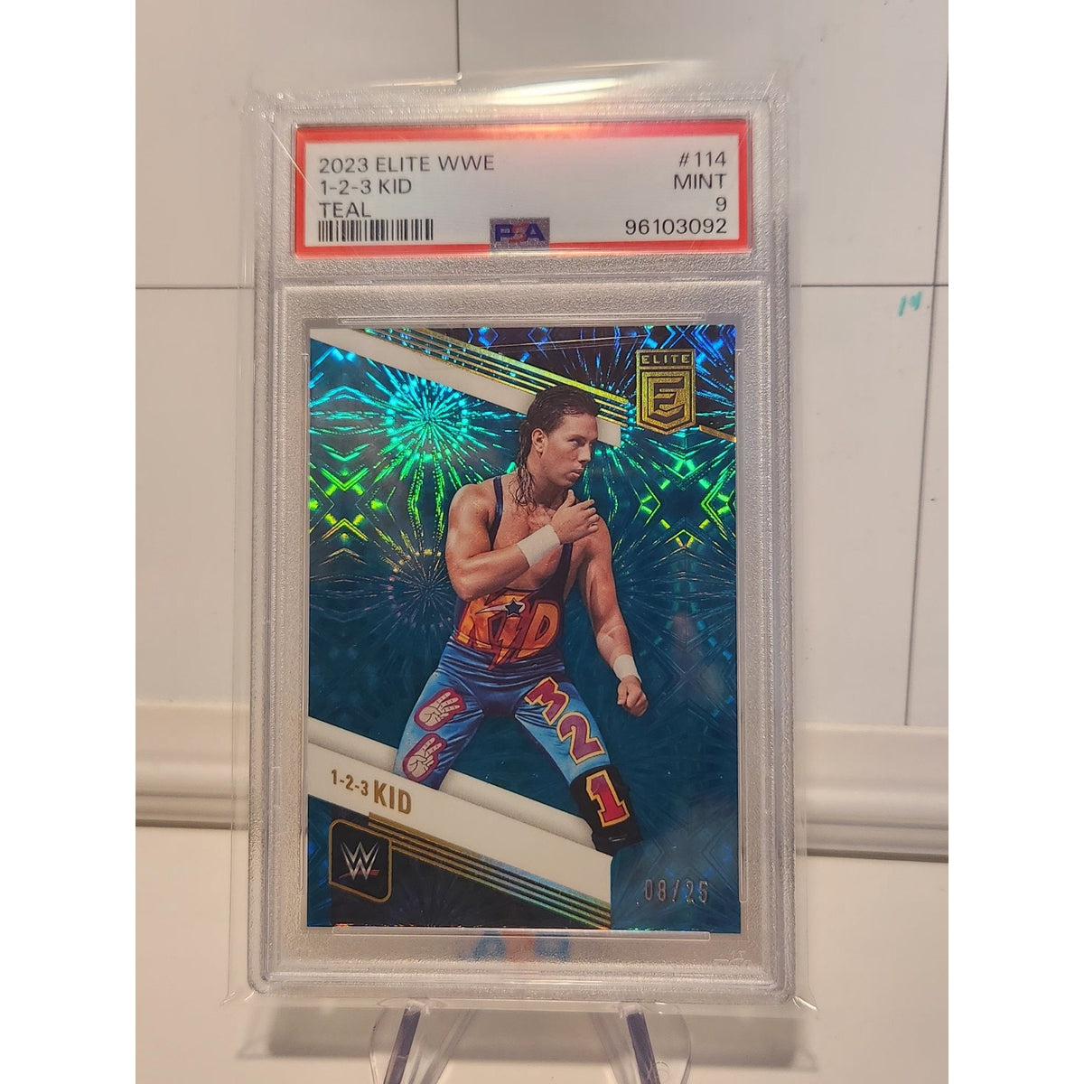 1 2 3 Kid 2023 Panini Donruss Elite WWE Teal Parallel /25 X-Pac Pop 1 PSA 9