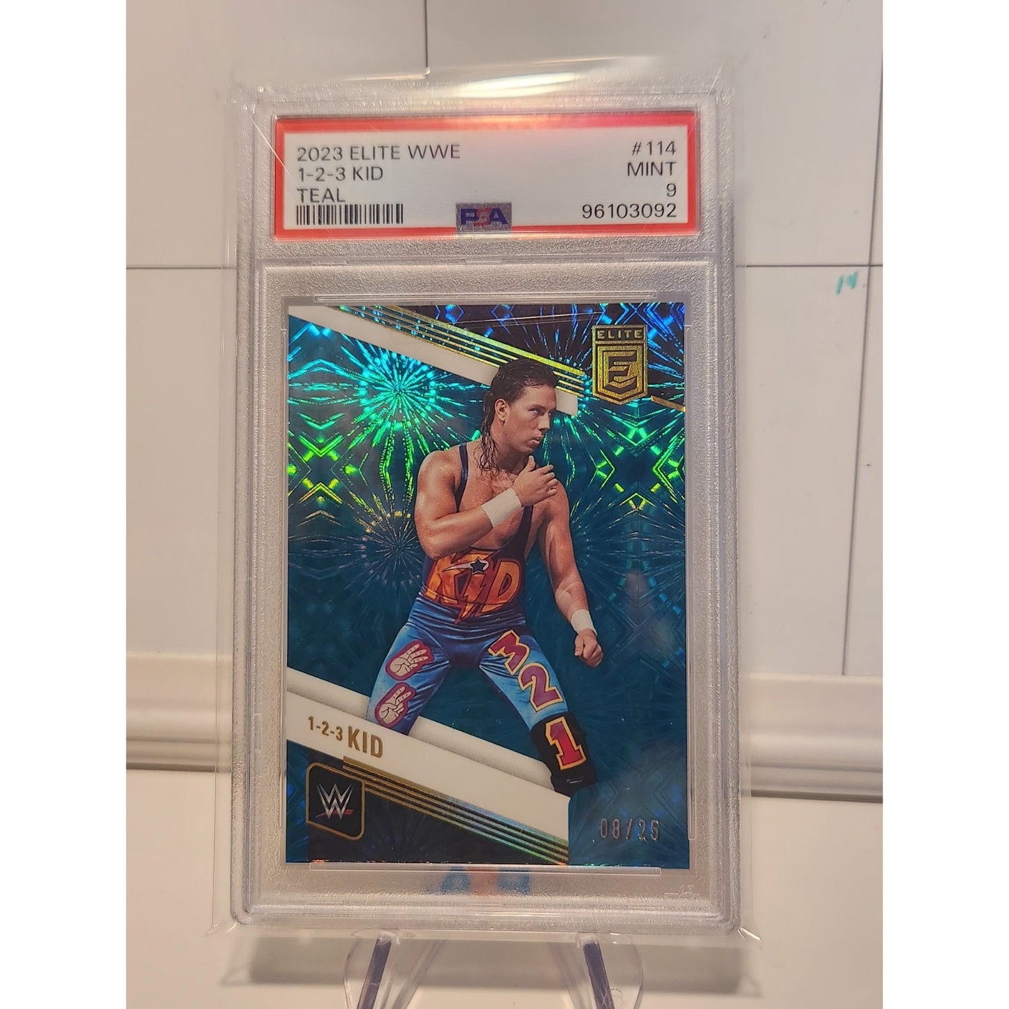 1 2 3 Kid 2023 Panini Donruss Elite WWE Teal Parallel /25 X-Pac Pop 1 PSA 9
