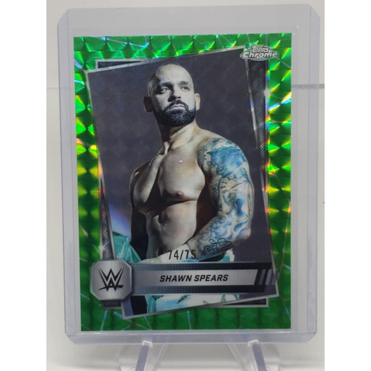 2025 Topps Chrome WWE SHAWN SPEARS Green Geometric Refractor /75 SP NXT