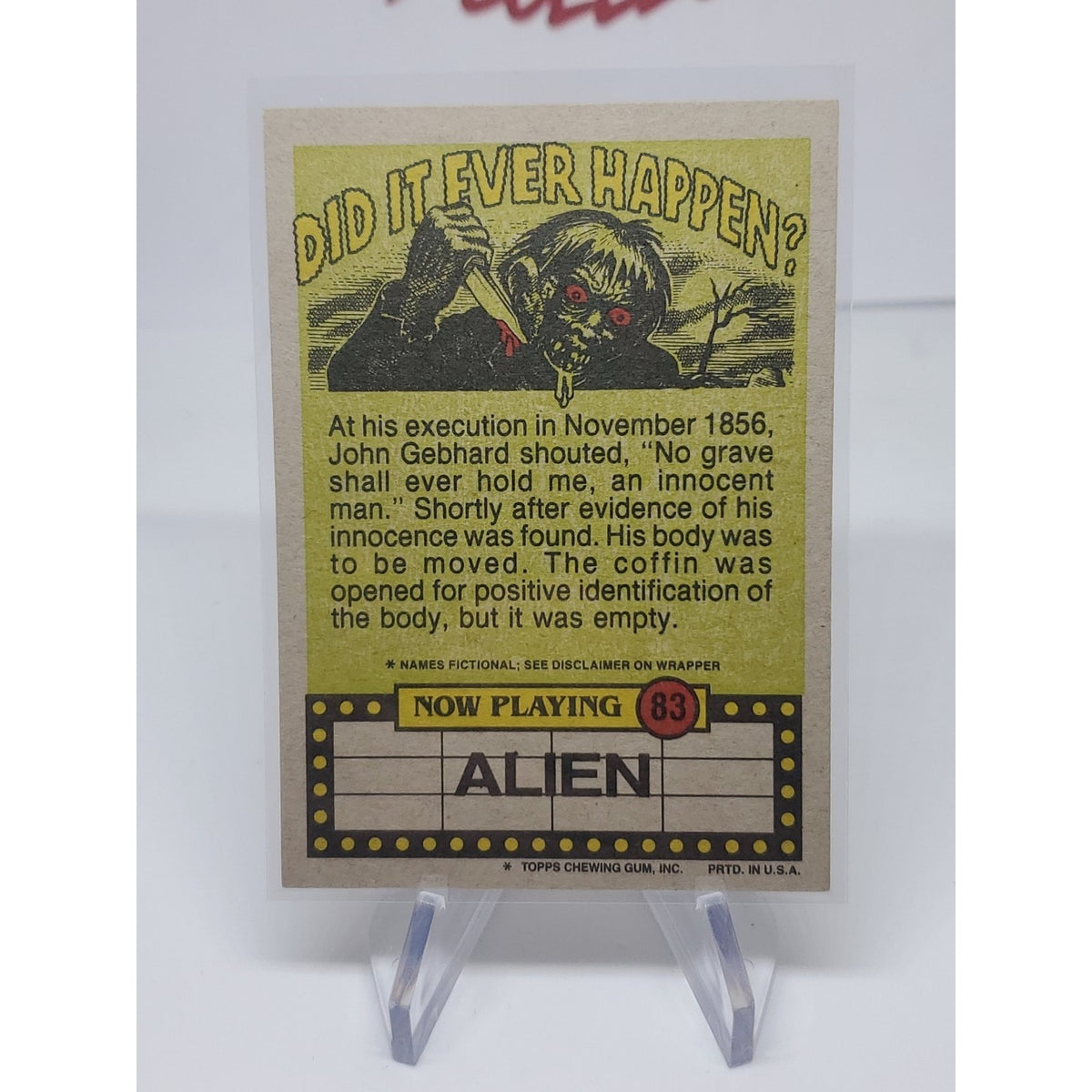 Fright Flicks 1988 Topps Alien Card #83 (NM)