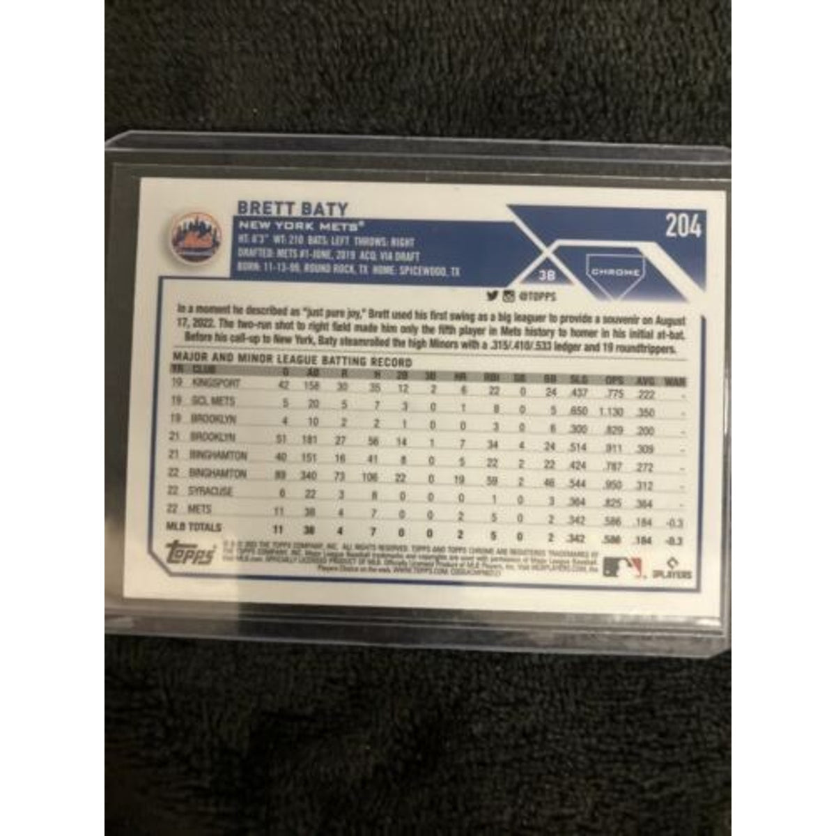 Brett Baty 204 Pink Refractor RC Mets Topps 2023 Chrome Pack Fresh New
