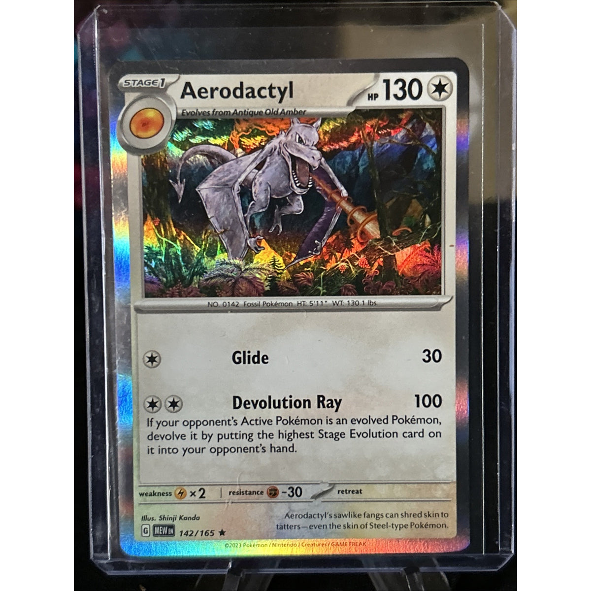 Pokemon 151 Aerodactyl 142/165 Holo Rare / Pack Fresh New