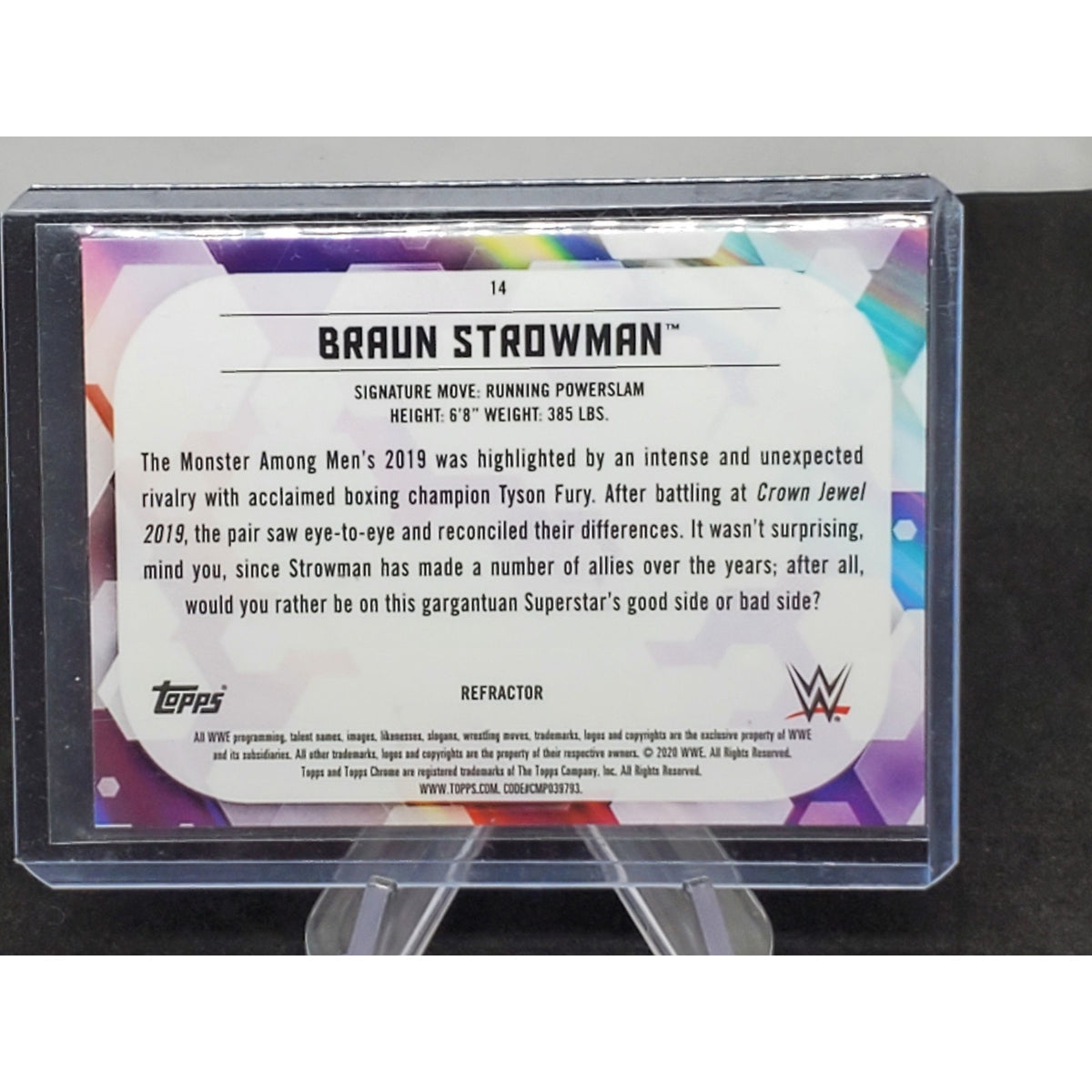 Braun Strowman 2020 Topps Chrome WWE Base Refractor #14 WWE SmackDown