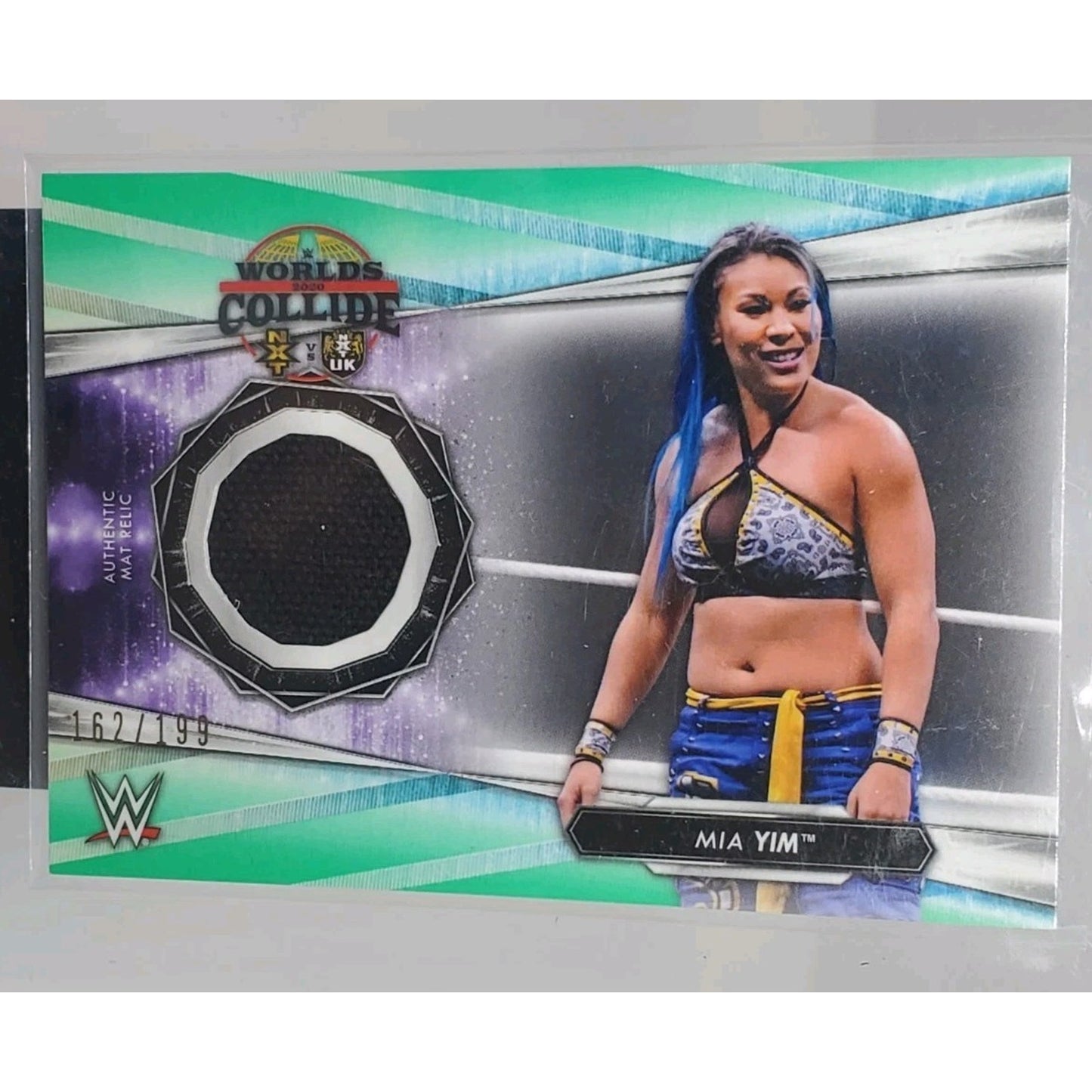 2021 Topps WWE - Mat Relics NXT Worlds Collide Mia Yim #MR-MY Aqua /199 (MEM)