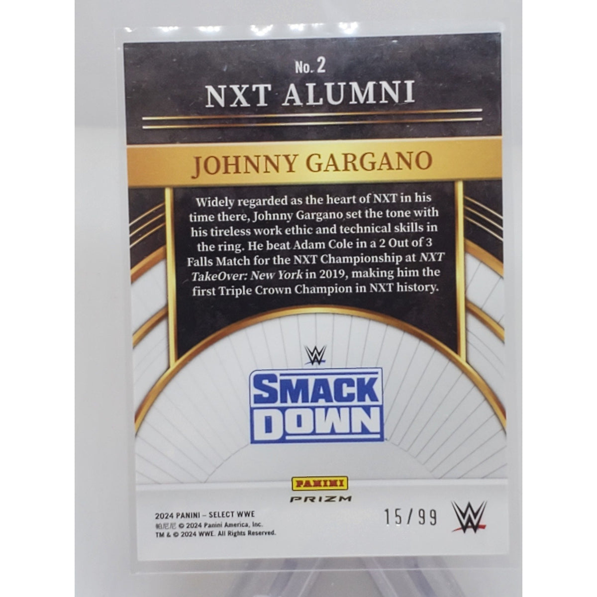 2024 PANINI SELECT WWE JOHNNY GARGANO #15 /99 NXT ALUMNI RED PRIZM SP
