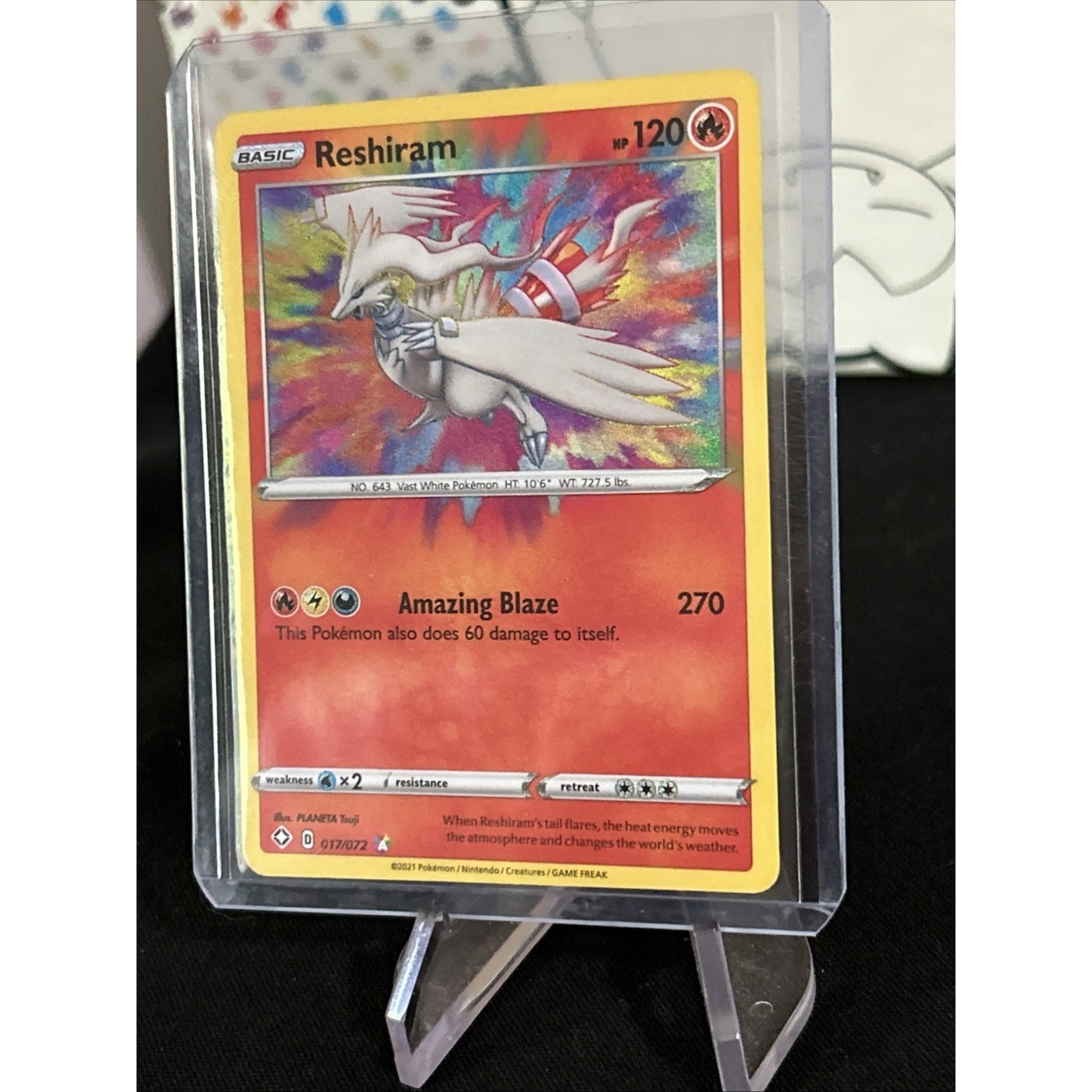 Reshiram Basic HP 120 #17/72 Foil Pokemon 2021 Card - Pack Fresh New