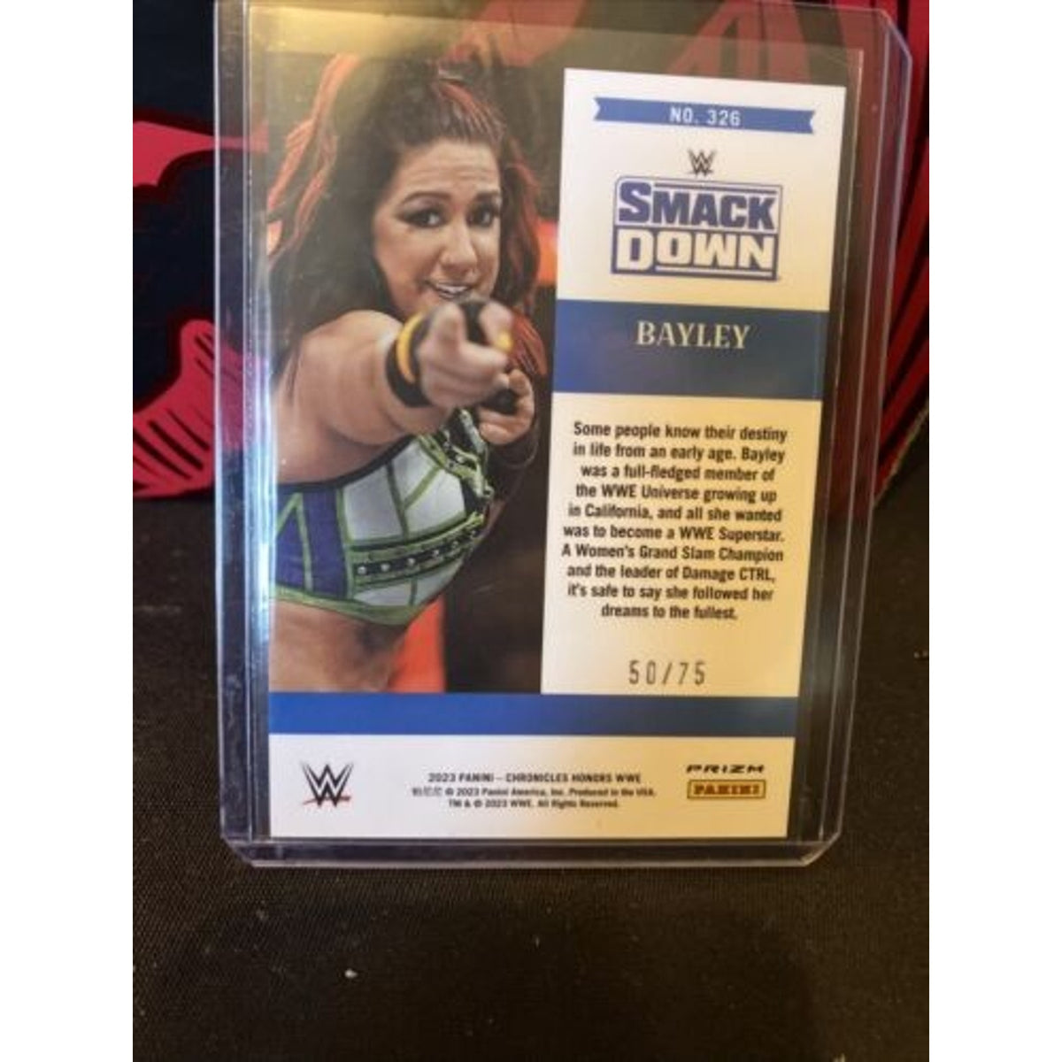 2023 Panini Chronicles WWE Bayley Honors Green Parallel #50/75 - Pack Fresh New