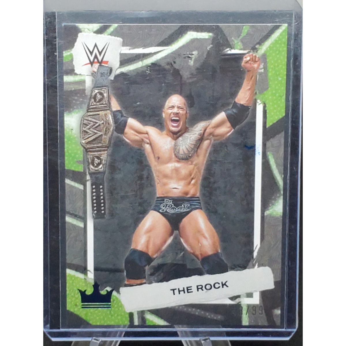 THE ROCK 2023 PANINI RING ROYALTY BLUE #117 SP WWE #43/99 MINT