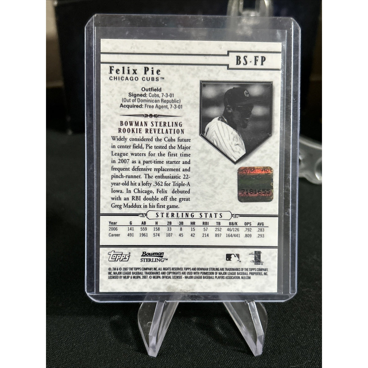 Felix Pie 2007 Bowman Sterling Signature Card # BS-FP rookie card / RC Auto