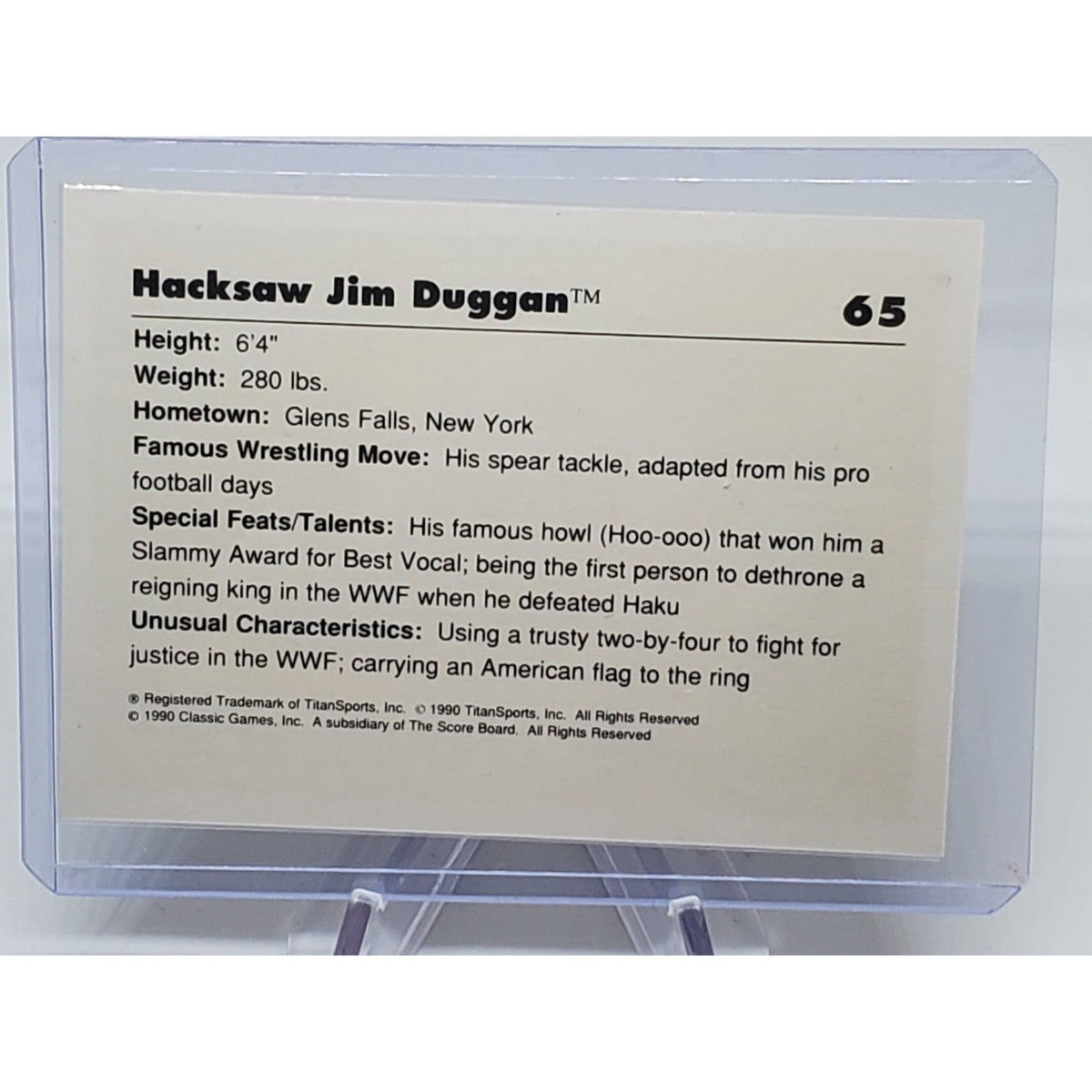 Hacksaw Jim Duggan 1990 WWF Wrestling Classic Card #65