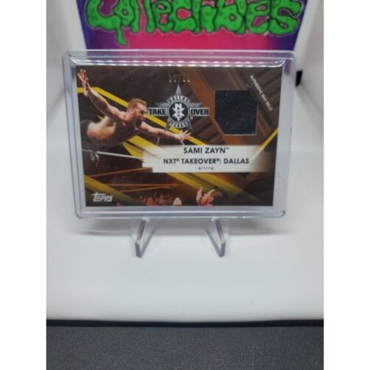 Topps WWE Road to WM Bronze Sami Zayn NXT Takeover Dallas Mat Relic Card #33/99