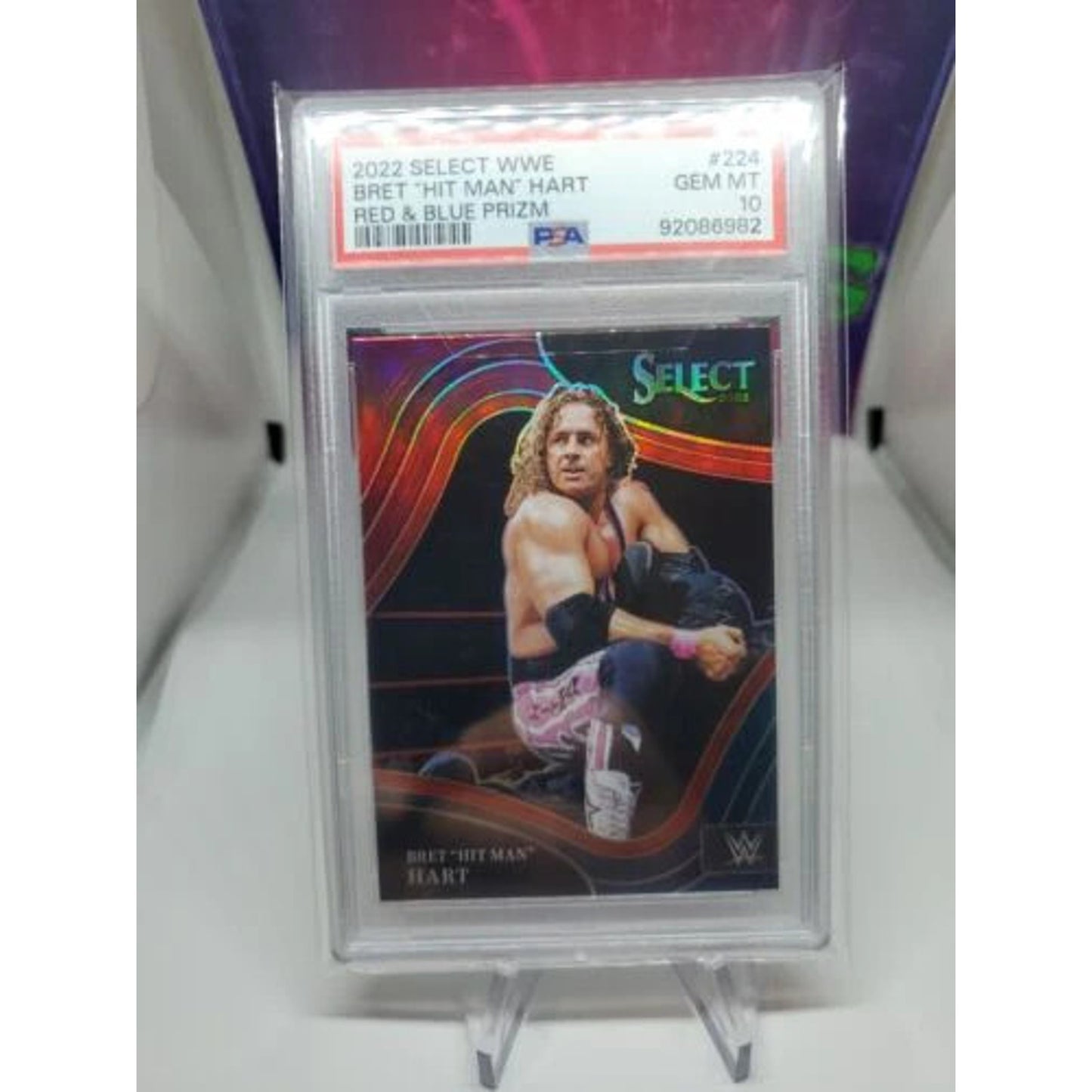 2022 Select WWE Bret Hit Man Hart Ringside RED & BLUE PRIZM GRADED PSA 10 PO