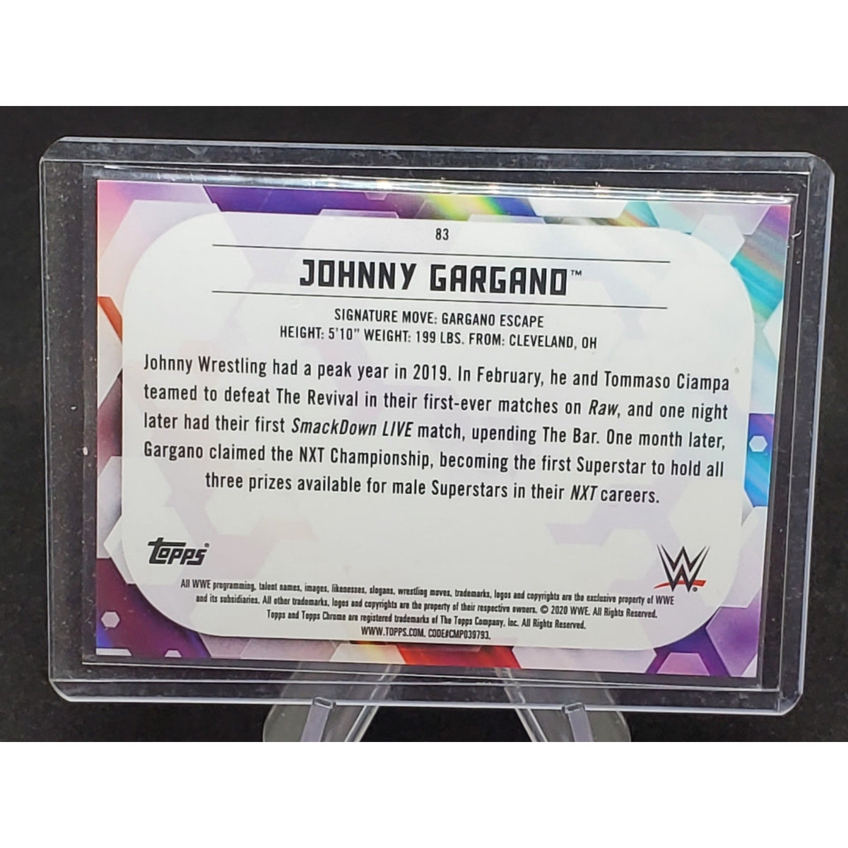 2020 Topps Chrome WWE Johnny Gargano Orange Refractor Numbered #/25